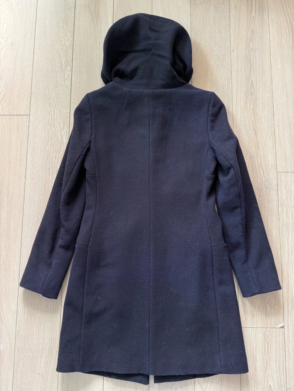 Aritzia Babaton Pearce Italian Wool Cashmere Hooded Duffle Peacoat XS Navy - Picture 3 of 13